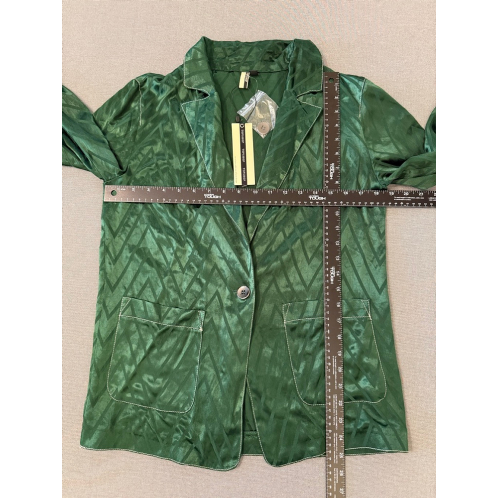 NWTs Topshop green oversized blazer with white contrast stitching size 4 - Picture 7 of 8
